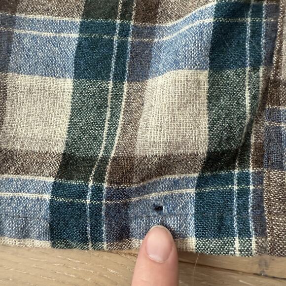 Vintage Pendleton Board Shirt Men Lg Blue Brown Wool Loop Collar Flannel 60s - Picture 6 of 14